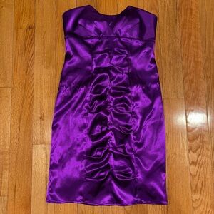 Strapless Purple Satin Cocktail Dress